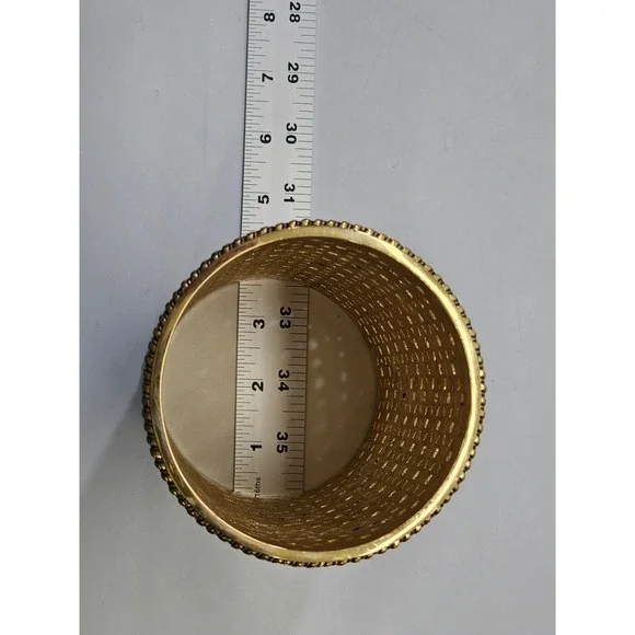 SET 3 St. John Home Enamel Open Design Gold Tone Candle Votives Holders Designer